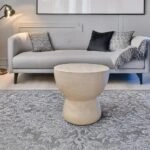 Artekko Solid Λευκό Βοηθητικό Τραπέζι από Terrazzo (Φ60x61)cm