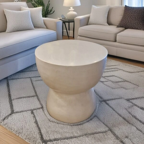 Artekko Solid Λευκό Βοηθητικό Τραπέζι από Terrazzo (Φ60x61)cm