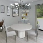 Artekko Solid Λευκή Τραπεζαρία από Terrazzo (Φ120x76)cm