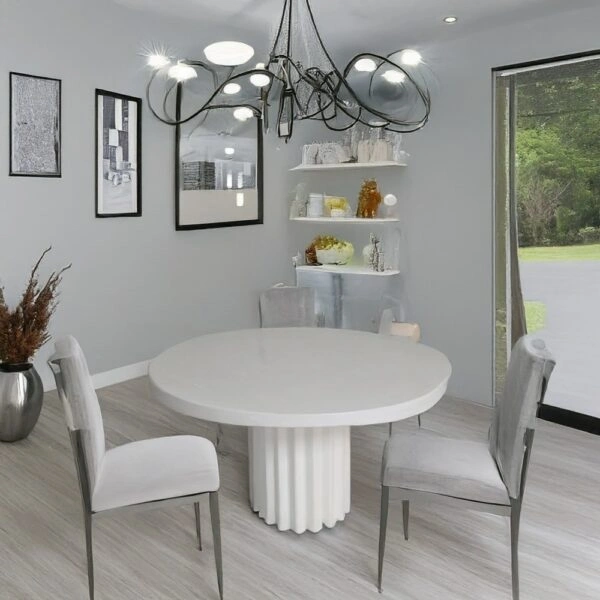 Artekko Solid Λευκή Τραπεζαρία από Terrazzo (Φ120x76)cm