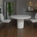 Artekko Solid Λευκή Τραπεζαρία από Terrazzo (Φ120x76)cm