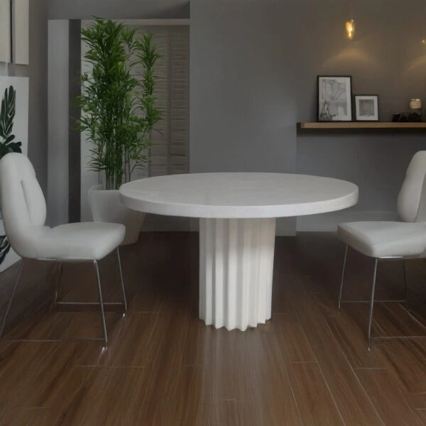 Artekko Solid Λευκή Τραπεζαρία από Terrazzo (Φ120x76)cm