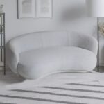 Artekko Cloud Υφασμάτινος Μπουκλέ Τριθέσιος Καναπές σε Λευκό του Πάγου (191x93x73)cm