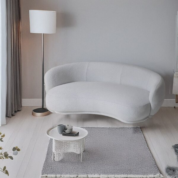 Artekko Cloud Υφασμάτινος Μπουκλέ Τριθέσιος Καναπές σε Λευκό του Πάγου (191x93x73)cm