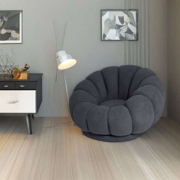 Artekko Cloud Γκρι Υφασμάτινη Μπουκλέ Περιστρεφόμενη Πολυθρόνα (98x97x69)cm