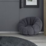 Artekko Cloud Γκρι Υφασμάτινη Μπουκλέ Περιστρεφόμενη Πολυθρόνα (98x97x69)cm
