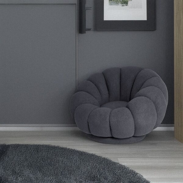 Artekko Cloud Γκρι Υφασμάτινη Μπουκλέ Περιστρεφόμενη Πολυθρόνα (98x97x69)cm