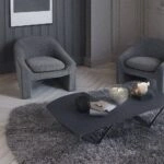 Artekko Cloud Γκρι Υφασμάτινη Μπουκλέ Πολυθρόνα (76x76x71)cm