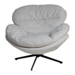 Artekko Cloud Λευκή Υφασμάτινη Περιστρεφόμενη Πολυθρόνα με Μαύρα Μεταλλικά Πόδια (97x101x80)cm