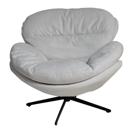 Artekko Cloud Λευκή Υφασμάτινη Περιστρεφόμενη Πολυθρόνα με Μαύρα Μεταλλικά Πόδια (97x101x80)cm
