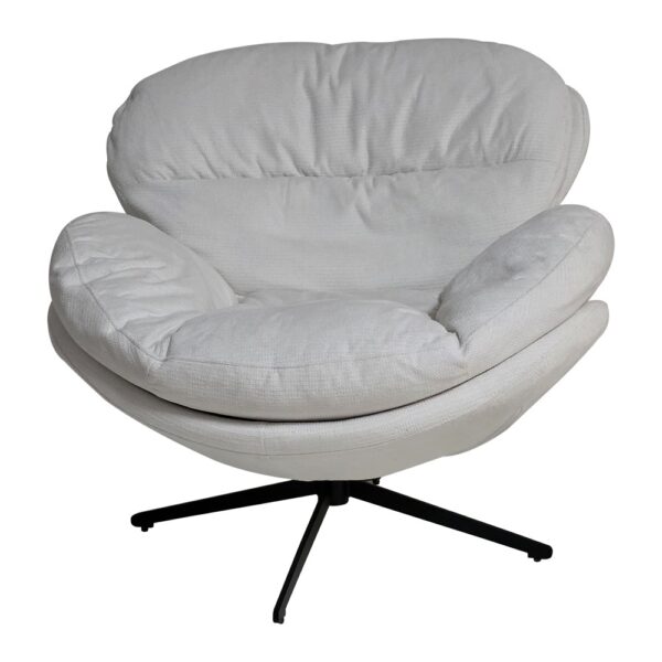 Artekko Cloud Λευκή Υφασμάτινη Περιστρεφόμενη Πολυθρόνα με Μαύρα Μεταλλικά Πόδια (97x101x80)cm