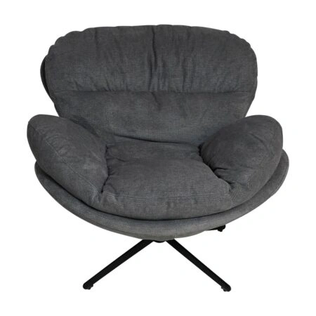 Artekko Cloud Γκρι Υφασμάτινη Περιστρεφόμενη Πολυθρόνα με Μαύρα Μεταλλικά Πόδια (97x101x80)cm