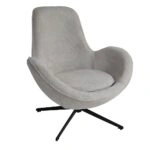 Artekko Cloud Μπεζ Υφασμάτινη Περιστρεφόμενη Πολυθρόνα με Μαύρα Μεταλλικά Πόδια (87x77x73)cm