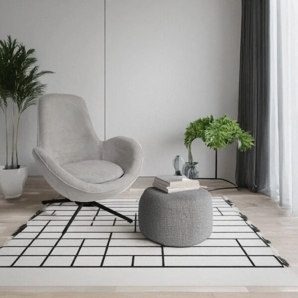 Artekko Cloud Μπεζ Υφασμάτινη Περιστρεφόμενη Πολυθρόνα με Μαύρα Μεταλλικά Πόδια (87x77x73)cm