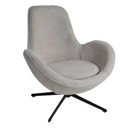 Artekko Cloud Μπεζ Υφασμάτινη Περιστρεφόμενη Πολυθρόνα με Μαύρα Μεταλλικά Πόδια (87x77x73)cm