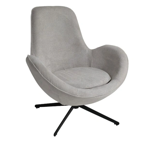 Artekko Cloud Μπεζ Υφασμάτινη Περιστρεφόμενη Πολυθρόνα με Μαύρα Μεταλλικά Πόδια (87x77x73)cm