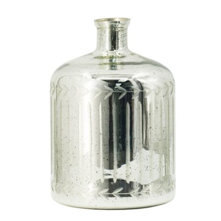 Artekko Pillar Ασημί Αντικέ Γυάλινο Διακοσμητικό Βάζο (25x25x35)cm