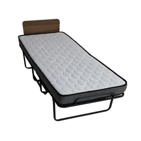 Artekko  Μεταλλικό Πτυσσόμενο Κρεβάτι Τύπου Ράντζο με Σπαστό Στρώμα με MDF Πλάτη (190x80x70)cm Κλειστό (80x40x120)cm