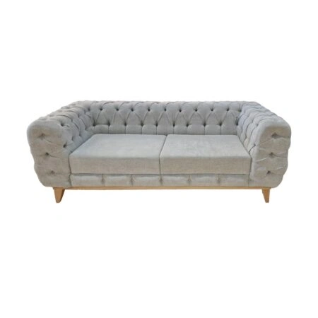 Artekko Zebra Υφασμάτινος Μπεζ της Άμμου 2θέσιος Καναπές με Καφέ Ξύλινα Πόδια (195x80x73)cm