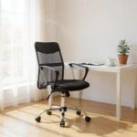 Καρέκλα γραφείου Franco  με ύφασμα Mesh χρώμα γκρι - μαύρο 59x57x95/105εκ.