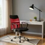 Καρέκλα γραφείου Franco  με ύφασμα Mesh χρώμα κόκκινο - μαύρο 59x57x95/105εκ.