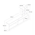 Σύνθεση τηλεόρασης Pesaro Megapap χρώμα sepet oak 165x25x91,3εκ.