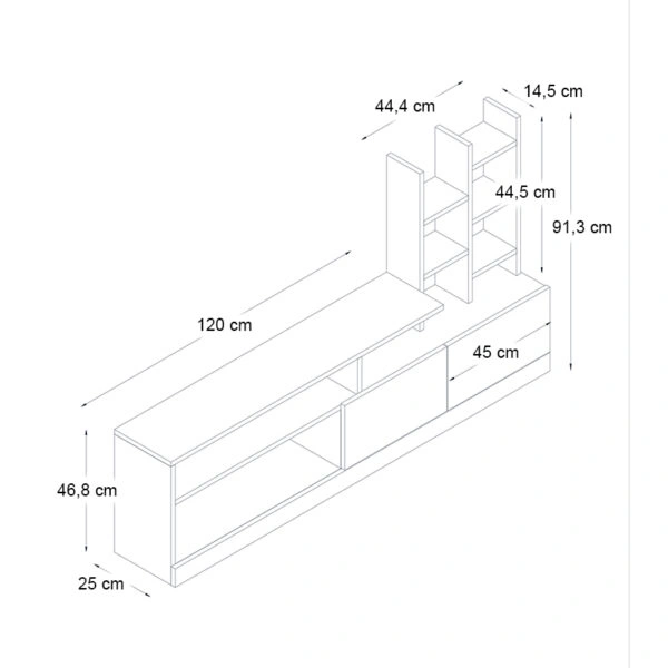Σύνθεση τηλεόρασης Pesaro Megapap χρώμα sepet oak 165x25x91,3εκ.
