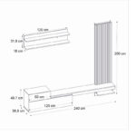 Σύνθεση τηλεόρασης Dumont Megapap χρώμα ανθρακί - sepet oak 240x36,8x200εκ.