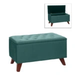 Σκαμπώ - Ταμπουρέ Lotus Megapap βελούδινο χρώμα κυπαρισσί 90x40x50εκ.