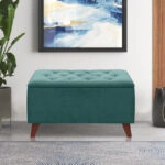 Σκαμπώ - Ταμπουρέ Lotus Megapap βελούδινο χρώμα κυπαρισσί 90x40x50εκ.