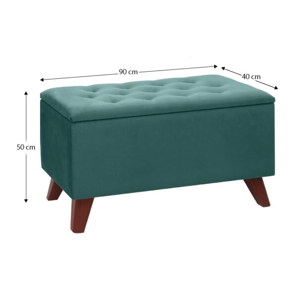 Σκαμπώ - Ταμπουρέ Lotus Megapap βελούδινο χρώμα κυπαρισσί 90x40x50εκ.