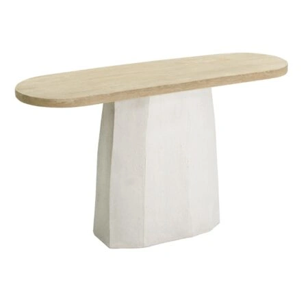Artekko Alcott Κονσόλα από Μαγνήσιο και Ξύλο Ελάτης σε Λευκό και Εκρού (130x40x77)cm