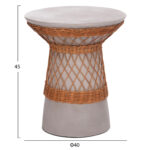 ΒΟΗΘΗΤΙΚΟ ΤΡΑΠΕΖΙ ΣΤΡΟΓΓΥΛΟ DELIA HM18167.03 FIBER CEMENT ΓΚΡΙ & RATTAN Φ40x45Υεκ