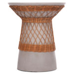 ΒΟΗΘΗΤΙΚΟ ΤΡΑΠΕΖΙ ΣΤΡΟΓΓΥΛΟ DELIA HM18167.03 FIBER CEMENT ΓΚΡΙ & RATTAN Φ40x45Υεκ