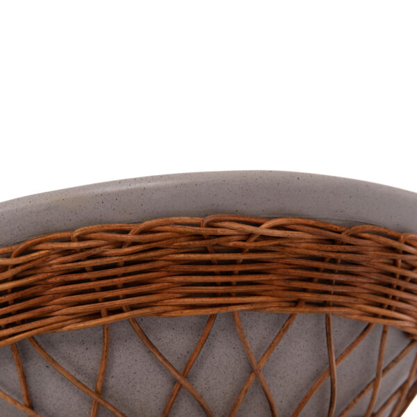 ΒΟΗΘΗΤΙΚΟ ΤΡΑΠΕΖΙ ΣΤΡΟΓΓΥΛΟ DELIA HM18167.03 FIBER CEMENT ΓΚΡΙ & RATTAN Φ40x45Υεκ