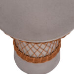 ΒΟΗΘΗΤΙΚΟ ΤΡΑΠΕΖΙ ΣΤΡΟΓΓΥΛΟ DELIA HM18167.03 FIBER CEMENT ΓΚΡΙ & RATTAN Φ40x45Υεκ