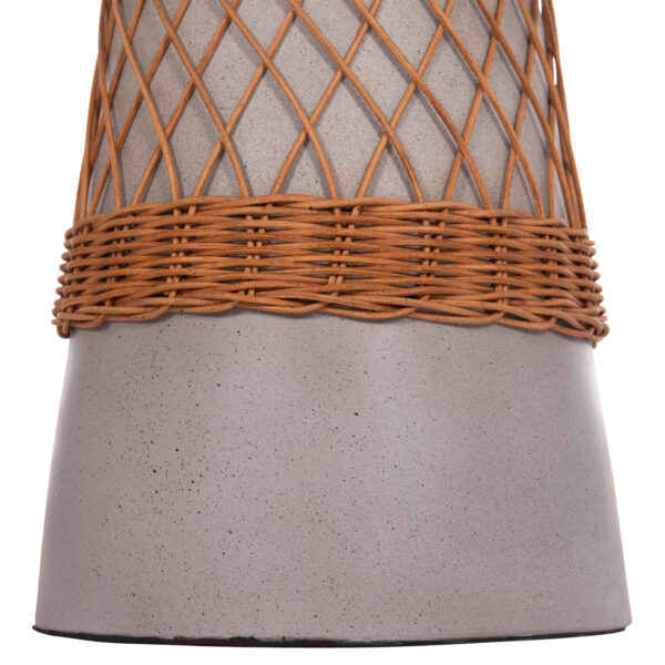 ΒΟΗΘΗΤΙΚΟ ΤΡΑΠΕΖΙ ΣΤΡΟΓΓΥΛΟ DELIA HM18167.03 FIBER CEMENT ΓΚΡΙ & RATTAN Φ40x45Υεκ