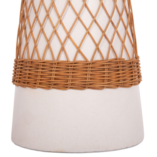 ΒΟΗΘΗΤΙΚΟ ΤΡΑΠΕΖΙ ΣΤΡΟΓΓΥΛΟ DELIA HM18167.02 FIBER CEMENT ΛΕΥΚΟ & RATTAN Φ40x45Υεκ