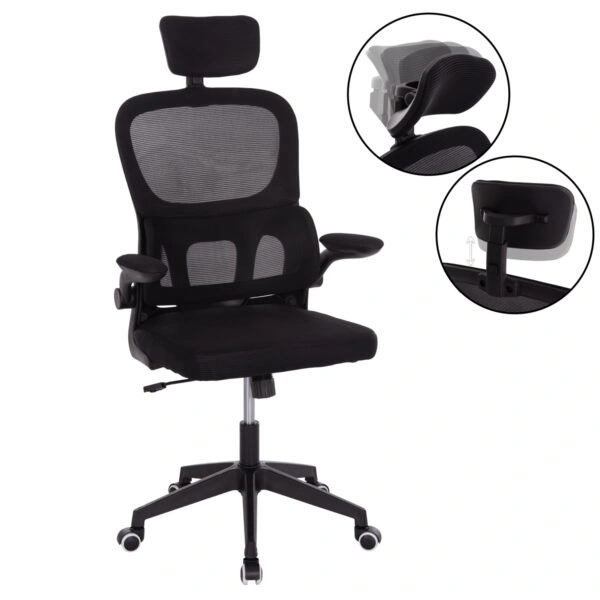 ΚΑΡΕΚΛΑ ΓΡΑΦΕΙΟΥ BASTON HM18236.01 ΜΑΥΡΟ MESH & PP ΣΚΕΛΕΤΟΣ 64x60x117-127Υεκ.