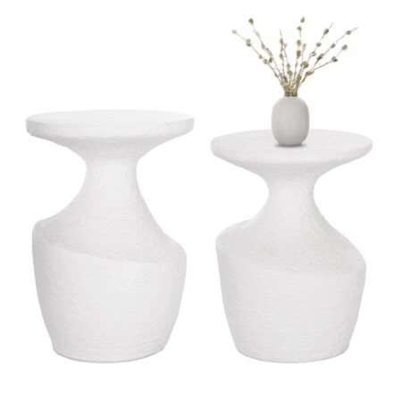 ΣΕΤ ΒΟΗΘΗΤΙΚΑ ΤΡΑΠΕΖΙΑ REBON 2ΤΜΧ HM21137.02 FIBER CEMENT ΣΕ ΛΕΥΚΟ--Φ40εκ & Φ27,5εκ