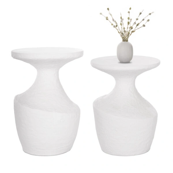 ΣΕΤ ΒΟΗΘΗΤΙΚΑ ΤΡΑΠΕΖΙΑ REBON 2ΤΜΧ HM21137.02 FIBER CEMENT ΣΕ ΛΕΥΚΟ--Φ40εκ & Φ27,5εκ