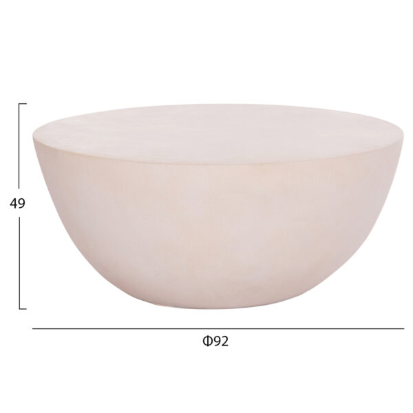 ΤΡΑΠΕΖΙ ΣΑΛΟΝΙΟΥ ΣΤΡΟΓΓΥΛΟ ALLAN HM18162.02 FIBER CEMENT ΣΕ ΛΕΥΚΟ--Φ92x49Υεκ.