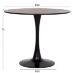 ΤΡΑΠΕΖΙ ΣΤΡΟΓΓΥΛΟ BROLIN HM18141.02 MDF TOP-ΒΑΣΗ ΜΕΤΑΛΛΙΚΗ--ΜΑΥΡΟ Φ90x73Υεκ