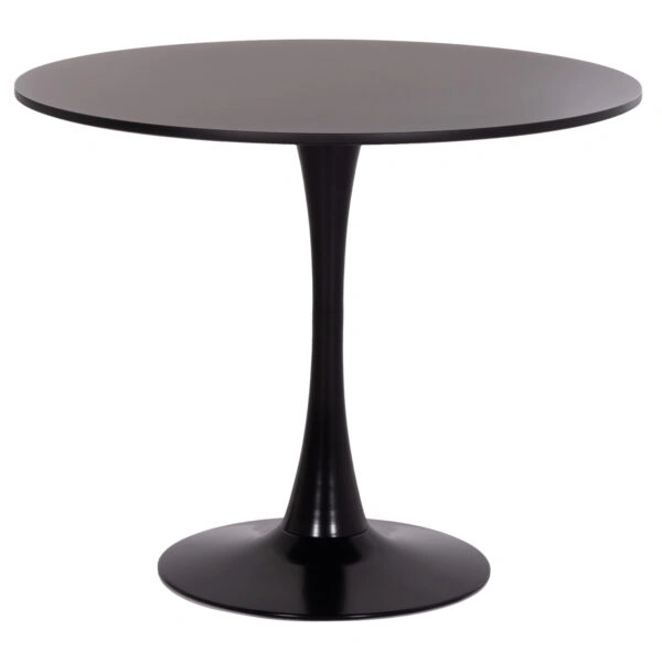 ΤΡΑΠΕΖΙ ΣΤΡΟΓΓΥΛΟ BROLIN HM18141.02 MDF TOP-ΒΑΣΗ ΜΕΤΑΛΛΙΚΗ--ΜΑΥΡΟ Φ90x73Υεκ