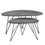 NANCY CONCRETE MDF ΣΕΤ 2 ΤΡΑΠΕΖΑΚΙΑ - ΜΕΤΑΛΛΟ/MDF/3D PAPER - ΤΣΙΜΕΝΤΟ