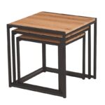 ALBA SET 3 ΤΜΧ ΤΡΑΠΕΖΑΚΙΑ OAK GRAIN - ΜΕΤΑΛΛΟ/MDF/3D PAPER - SHELLIMAY OAK