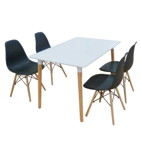 Σετ Τραπεζαρίας Loft Black Randy 5τμχ 120Χ80X72εκ. - ΞΥΛΟ/PP - ΛΕΥΚΟ/ΜΑΥΡΟ