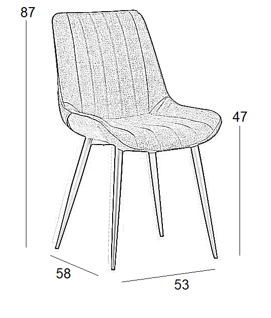 Καρέκλα Τραπεζαρίας Μεταλλική 4τμχ Bony Grey Ύφασμα 53x58x47-87εκ. - ΥΦΑΣΜΑ - GREY