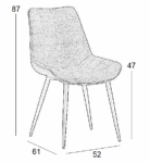 Καρέκλα Τραπεζαρίας Μεταλλική 4τμχ Denis Black Ύφασμα 52x61x47-87εκ. - ΥΦΑΣΜΑ - BLACK