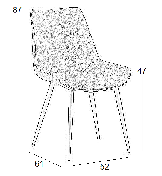 Καρέκλα Τραπεζαρίας Μεταλλική 4τμχ Denis Black Ύφασμα 52x61x47-87εκ. - ΥΦΑΣΜΑ - BLACK